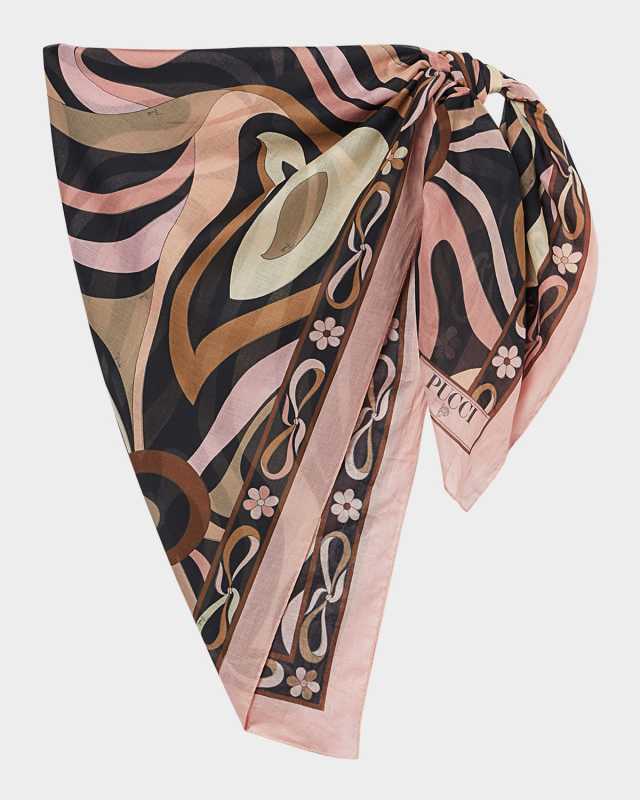Marmo-Print Cotton Pareo Coverup
